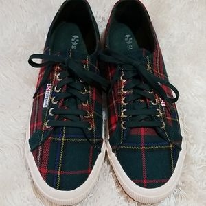 Superga Plaid Green Red Low-Top Sneakers